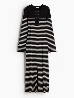 h&m flounced maxi dress Women's Burgundy Flounce-trimmed maxi dress